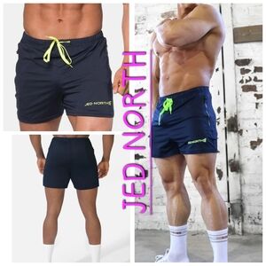 Jad North Agile Bodybuilding 4'' Shorts w Zipper Pockets - Navy Blue